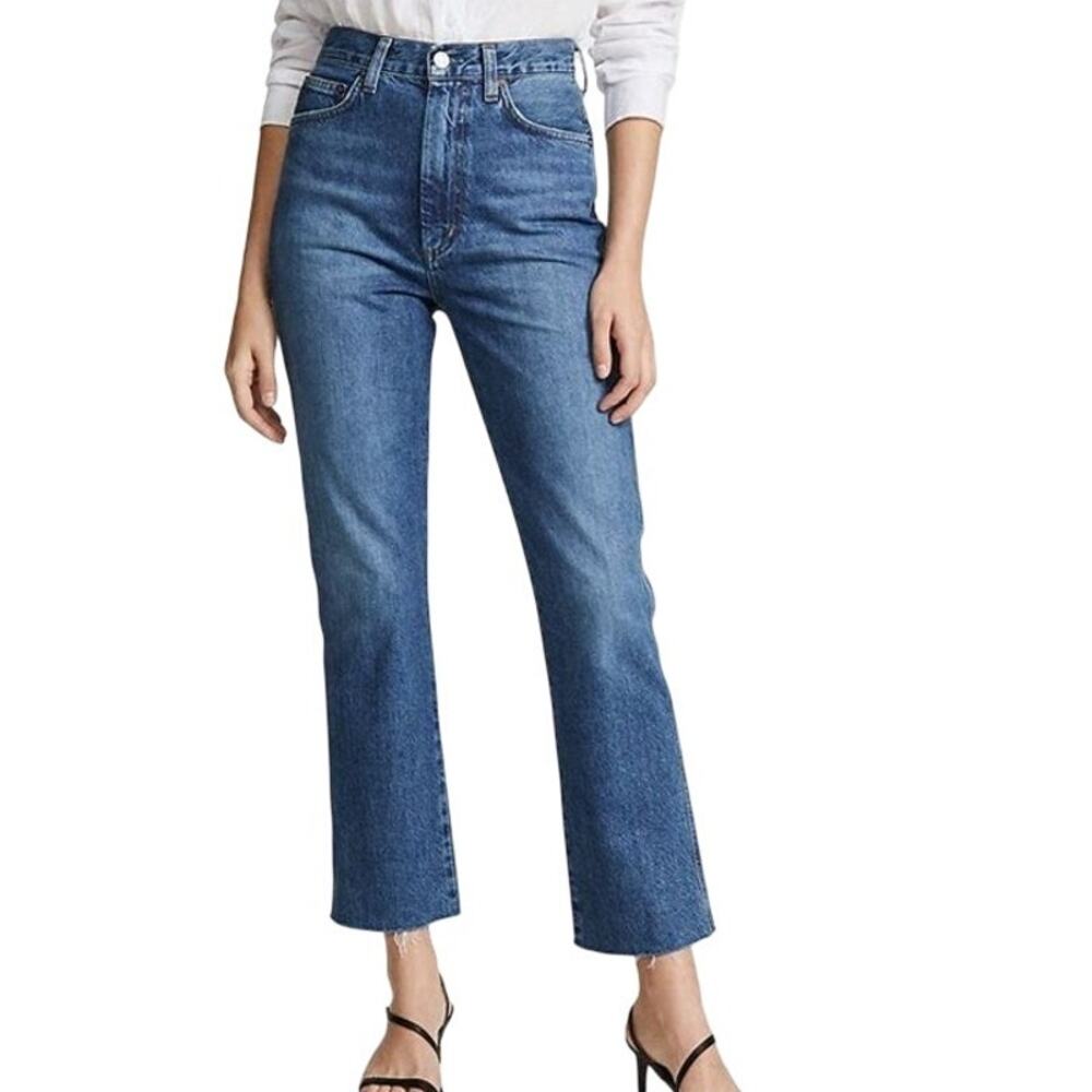 Agolde Kye Mid Rise Straight leg Crop Jeans with Raw Hem size 29
